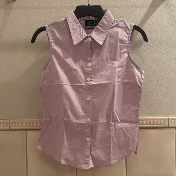Vintage DCC cotton sleeveless tailored fitted stretch collar button down blouse - Picture 1 of 11
